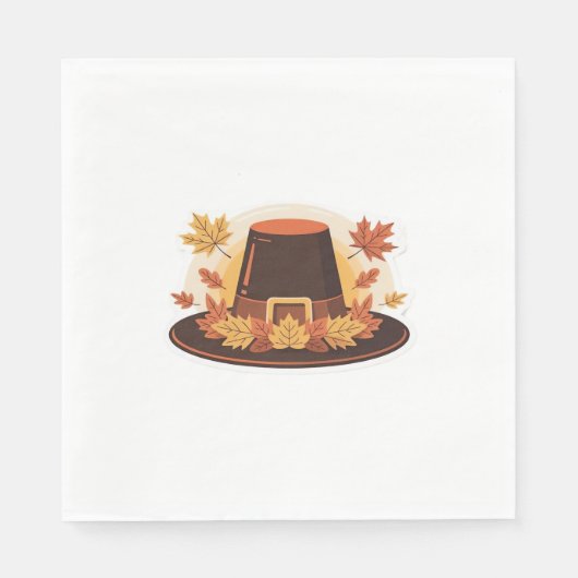 Thanksgiving Pilgrim Pet - Herfstoogst ontwerp C Servet (Voorkant)