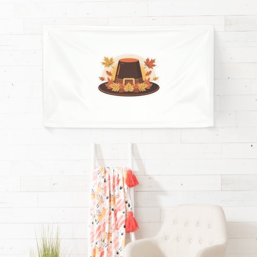 Thanksgiving Pilgrim Pet - Herfstoogst ontwerp C Spandoek (Insitu)