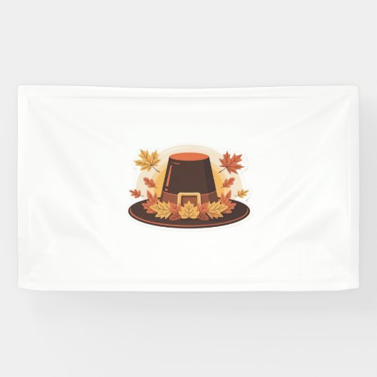 Thanksgiving Pilgrim Pet - Herfstoogst ontwerp C Spandoek (Horizontaal)