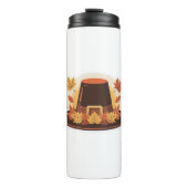 Thanksgiving Pilgrim Pet - Herfstoogst ontwerp C Thermosbeker (Voorkant)