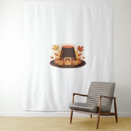 Thanksgiving Pilgrim Pet - Herfstoogst ontwerp C Wandkleed (In situ)