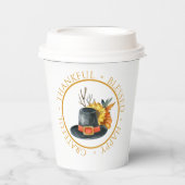 Thanksgiving Pilgrim Pet Pumpkin Sunflower Papieren Bekers (Voorkant)