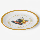 Thanksgiving Pilgrim Pet Pumpkin Sunflower Papieren Bordje (Gekanteld)