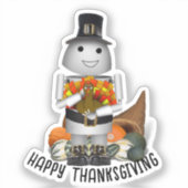 Thanksgiving Pilgrim Robot en Turkije Sticker (Voorkant)