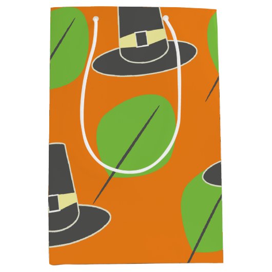 Thanksgiving Pilgrim Theme Pattern Medium Gift Bag Medium Cadeauzakje (Voorkant)