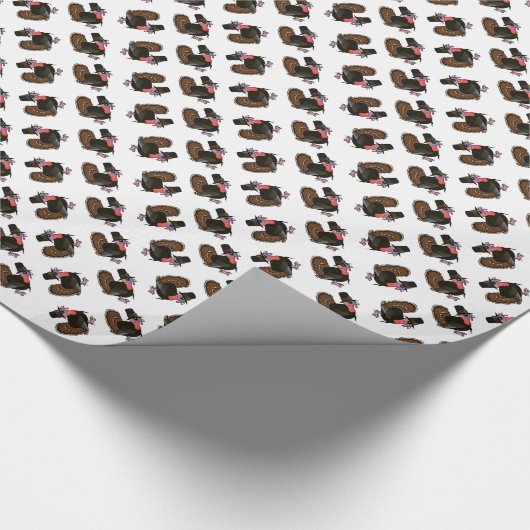 Thanksgiving Pilgrim Turkije Cadeaupapier (Hoek)