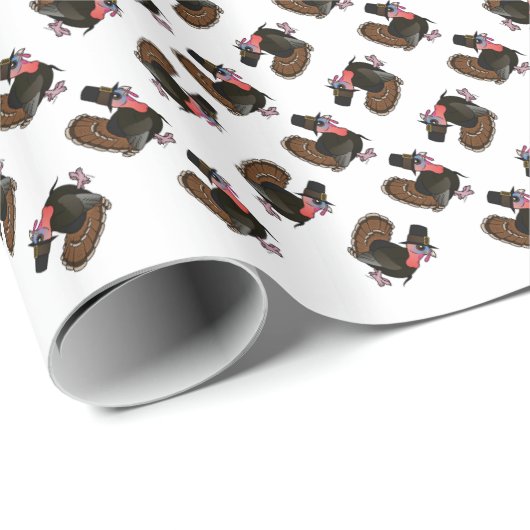 Thanksgiving Pilgrim Turkije Cadeaupapier (Rol Hoek)