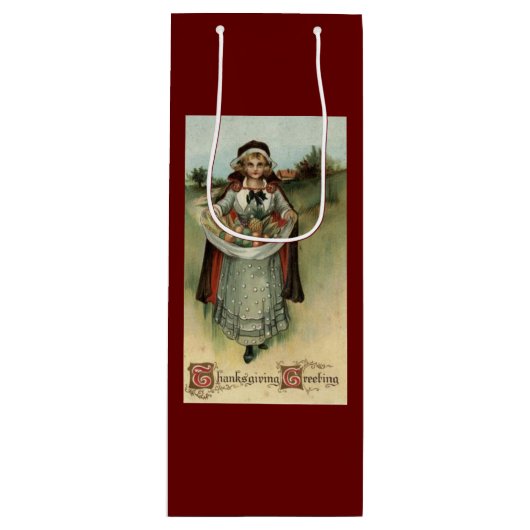  Thanksgiving Pilgrim Woman Gift Bag Wijn Cadeautas (Voorkant)