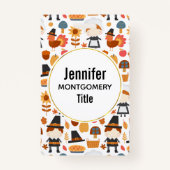 Thanksgiving Pilgrims Harvest Pattern Badge (Achterkant)