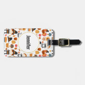 Thanksgiving Pilgrims Harvest Pattern Bagagelabel (Voorkant horizontaal)