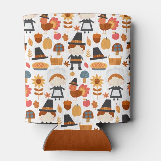 Thanksgiving Pilgrims Harvest Pattern Blikjeskoeler (Achterkant)