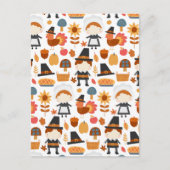 Thanksgiving Pilgrims Harvest Pattern Briefkaart (Voorkant)