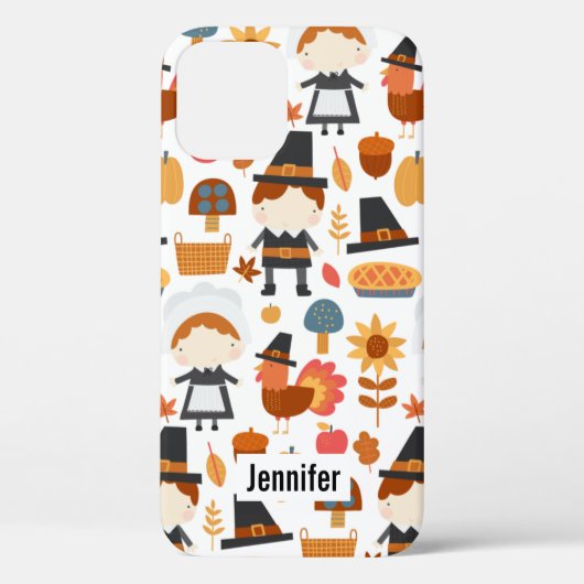 Thanksgiving Pilgrims Harvest Pattern Case-Mate iPhone Case (Achterkant)