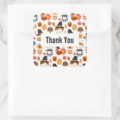 Thanksgiving Pilgrims Harvest Pattern Dank u Vierkante Sticker (Tas)