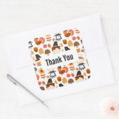 Thanksgiving Pilgrims Harvest Pattern Dank u Vierkante Sticker (Envelop)