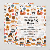 Thanksgiving Pilgrims Harvest Pattern Dinner Kaart (Voorkant / Achterkant)