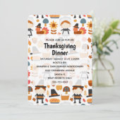 Thanksgiving Pilgrims Harvest Pattern Dinner Kaart (Staand voorkant)