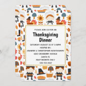 Thanksgiving Pilgrims Harvest Pattern Dinner Kaart (Voorkant / Achterkant)