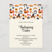 Thanksgiving Pilgrims Harvest Pattern Dinner Uitnodiging Briefkaart (Voorkant)