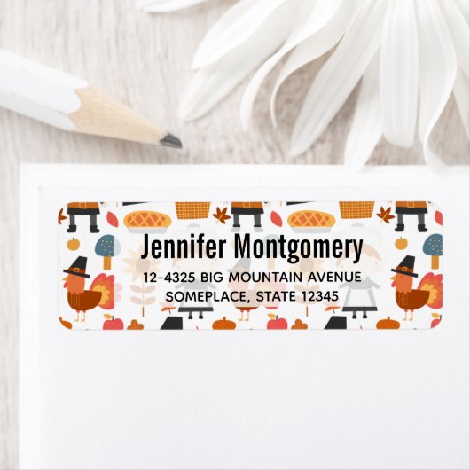 Thanksgiving Pilgrims Harvest Pattern Etiket (Insitu)