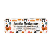 Thanksgiving Pilgrims Harvest Pattern Etiket (Voorkant)