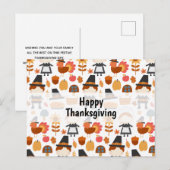 Thanksgiving Pilgrims Harvest Pattern Feestdagenkaart (Voorkant / Achterkant)