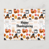 Thanksgiving Pilgrims Harvest Pattern Feestdagenkaart (Voorkant)