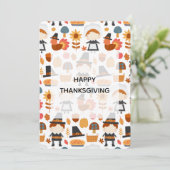 Thanksgiving Pilgrims Harvest Pattern Feestdagenkaart (Staand voorkant)