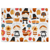 Thanksgiving Pilgrims Harvest Pattern Groot Cadeauzakje (Voorkant)