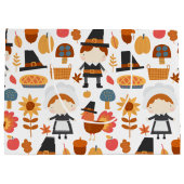 Thanksgiving Pilgrims Harvest Pattern Groot Cadeauzakje (Achterkant)