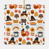 Thanksgiving Pilgrims Harvest Pattern Keramisch Ornament (Achterkant)