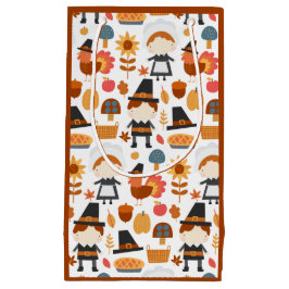 Thanksgiving Pilgrims Harvest Pattern Klein Cadeauzakje