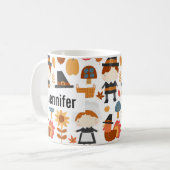 Thanksgiving Pilgrims Harvest Pattern Koffiemok (Voorkant links)