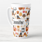 Thanksgiving Pilgrims Harvest Pattern Latte Mok (Linkerhoek)