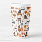 Thanksgiving Pilgrims Harvest Pattern Latte Mok (Voorkant)