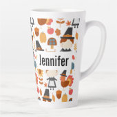 Thanksgiving Pilgrims Harvest Pattern Latte Mok (Rechts)