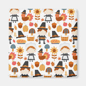 Thanksgiving Pilgrims Harvest Pattern Magneet (Voorkant)
