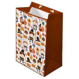 Thanksgiving Pilgrims Harvest Pattern Medium Cadeauzakje