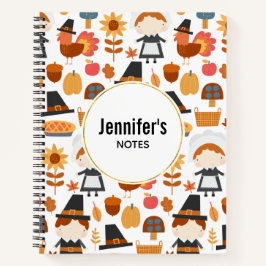 Thanksgiving Pilgrims Harvest Pattern Notitieboek