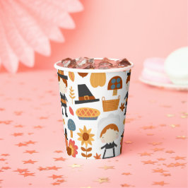 Thanksgiving Pilgrims Harvest Pattern Papieren Bekers
