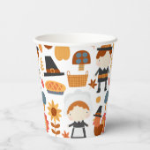 Thanksgiving Pilgrims Harvest Pattern Papieren Bekers (Achterkant)