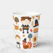 Thanksgiving Pilgrims Harvest Pattern Papieren Bekers (Links)