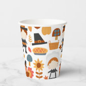 Thanksgiving Pilgrims Harvest Pattern Papieren Bekers (Voorkant)