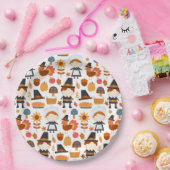 Thanksgiving Pilgrims Harvest Pattern Papieren Bordje (Feest)