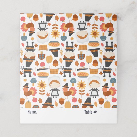 Thanksgiving Pilgrims Harvest Pattern Plaatskaartje (Buitenkant ongevouwen)