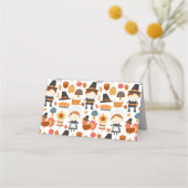 Thanksgiving Pilgrims Harvest Pattern Plaatskaartje (Achterkant)