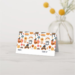 Thanksgiving Pilgrims Harvest Pattern Plaatskaartje