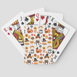 Thanksgiving Pilgrims Harvest Pattern Pokerkaarten
