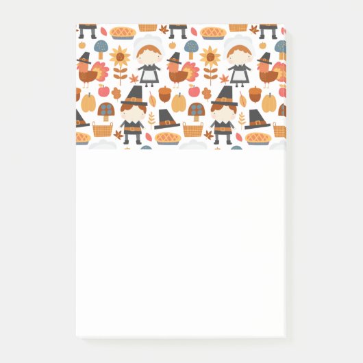 Thanksgiving Pilgrims Harvest Pattern Post-it® Notes (Voorkant)