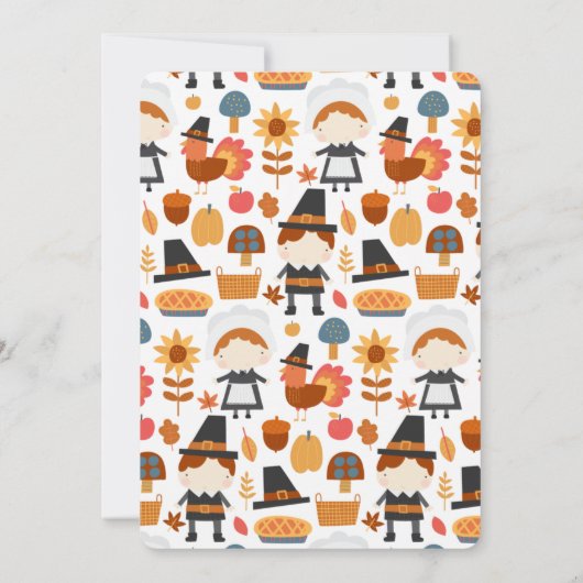 Thanksgiving Pilgrims Harvest Pattern Save The Date (Achterkant)